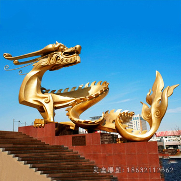 不锈钢金色龙动物雕塑
