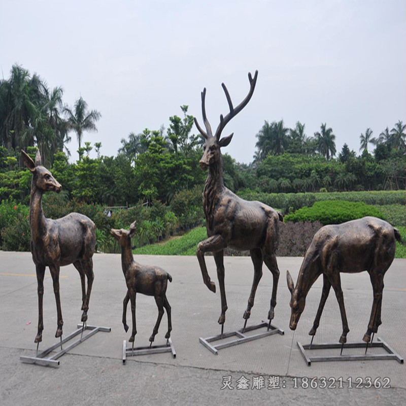 招财群鹿广场景观铜雕