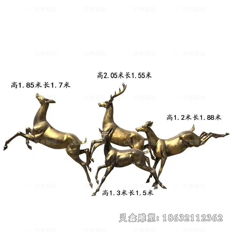 跳跃小鹿广场景观铜雕