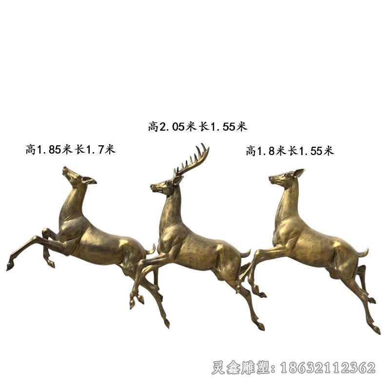 跳跃小鹿户外景观铜雕