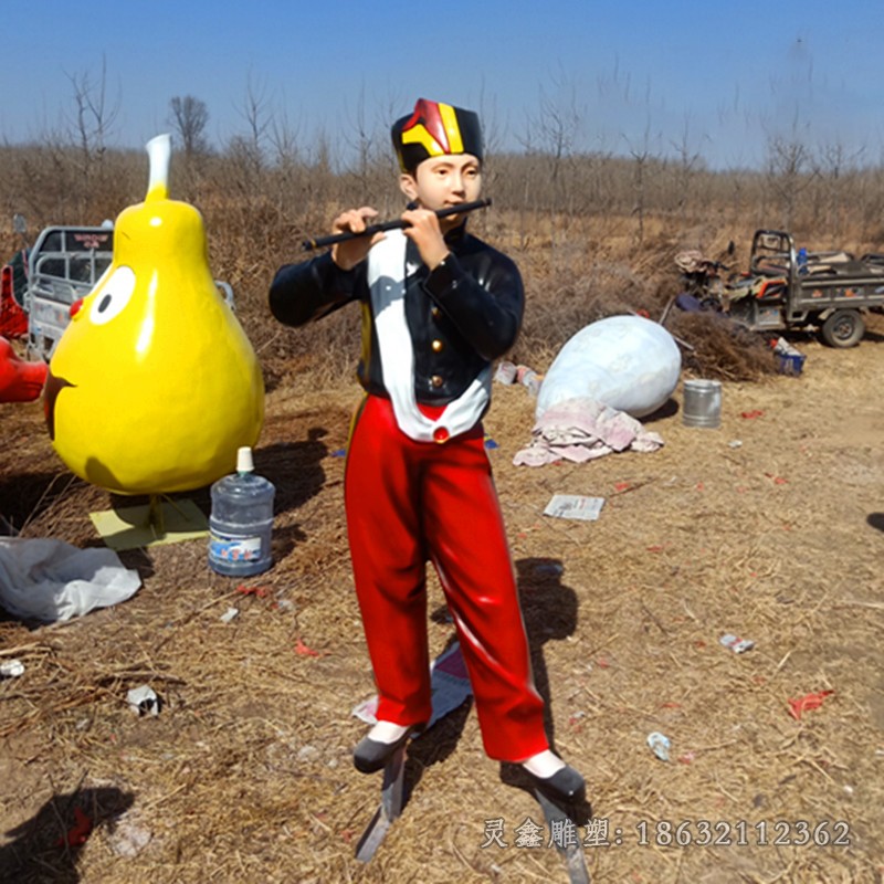 吹笛子人物景观铜雕