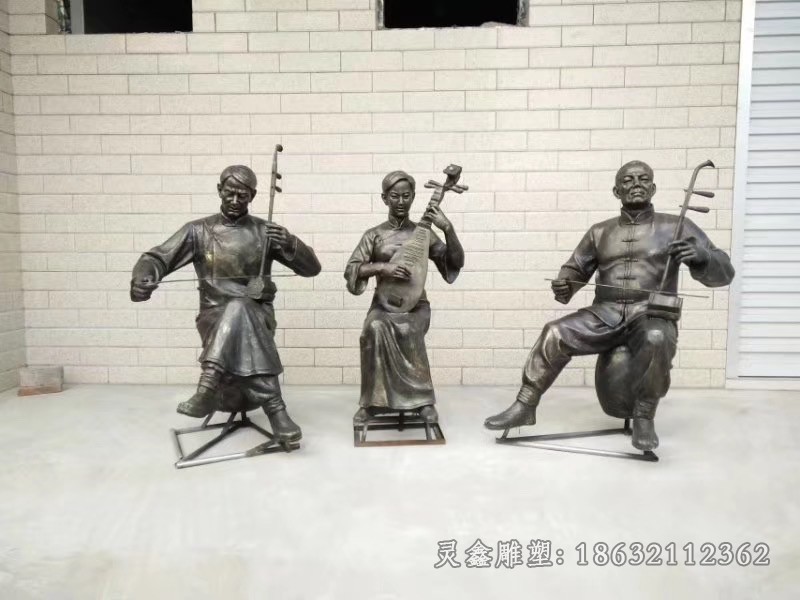 吹拉弹唱抽象人物铜雕