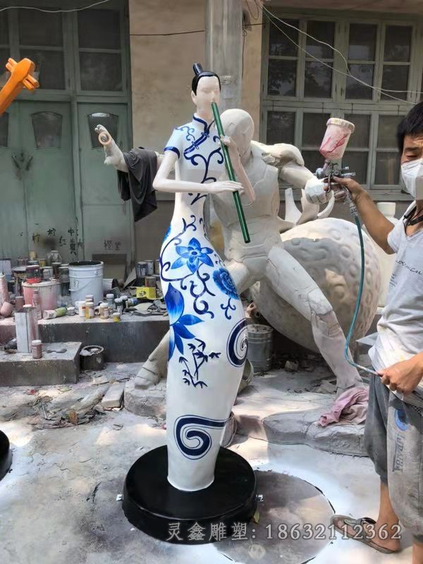 吹拉弹唱抽象人物景观铜雕