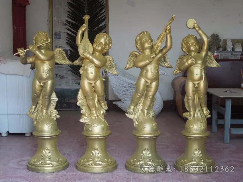 小天使吹拉弹唱人物铜雕