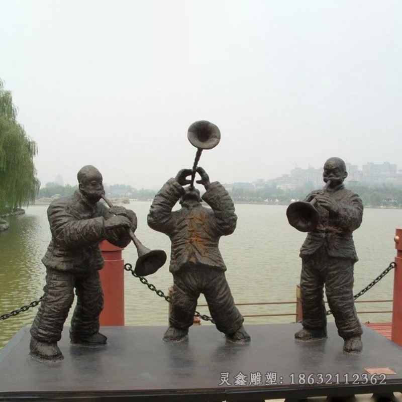 吹唢呐人物标志铜雕