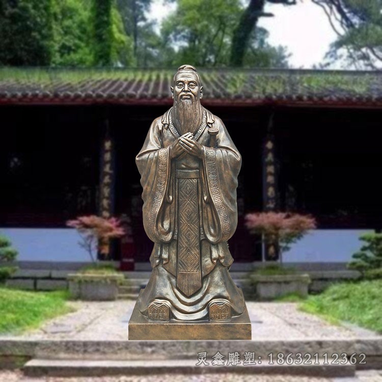春秋孔子小区人物铜雕