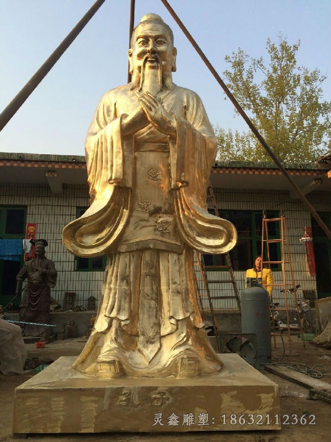 春秋孔子景观人物铜雕