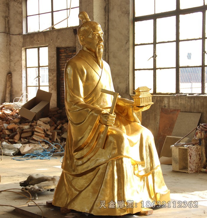 古代鲁班街边人物铜雕