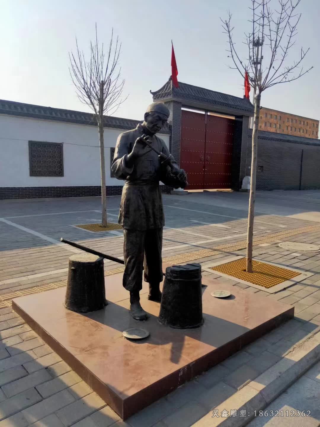 打酱油民俗人物城市铜雕