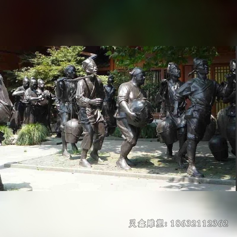 打酒人物景观抽象铜雕