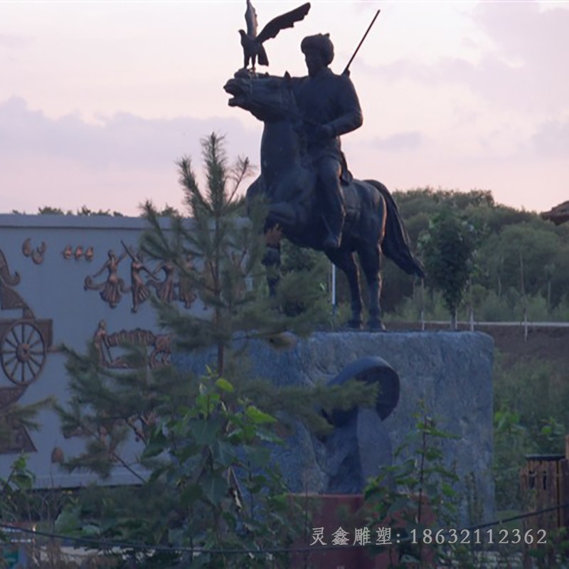 达干尔骑马人物铜雕