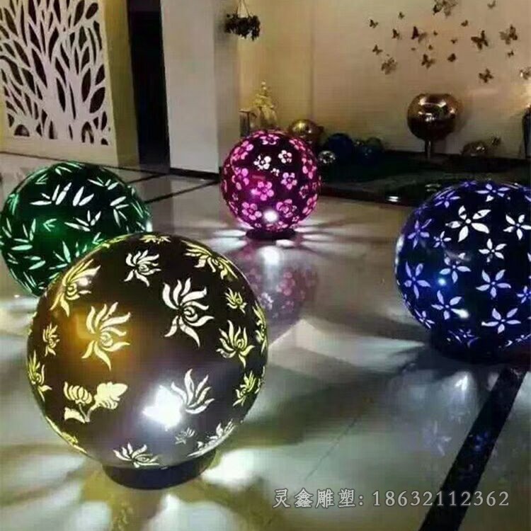 发光镂空球不锈钢抽象雕塑