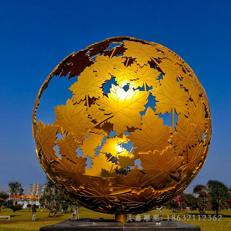 金色镂空球广场不锈钢雕塑