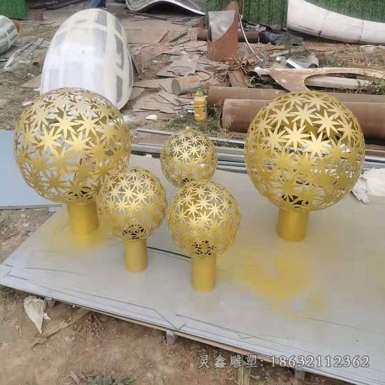 金色镂空球商场不锈钢雕塑