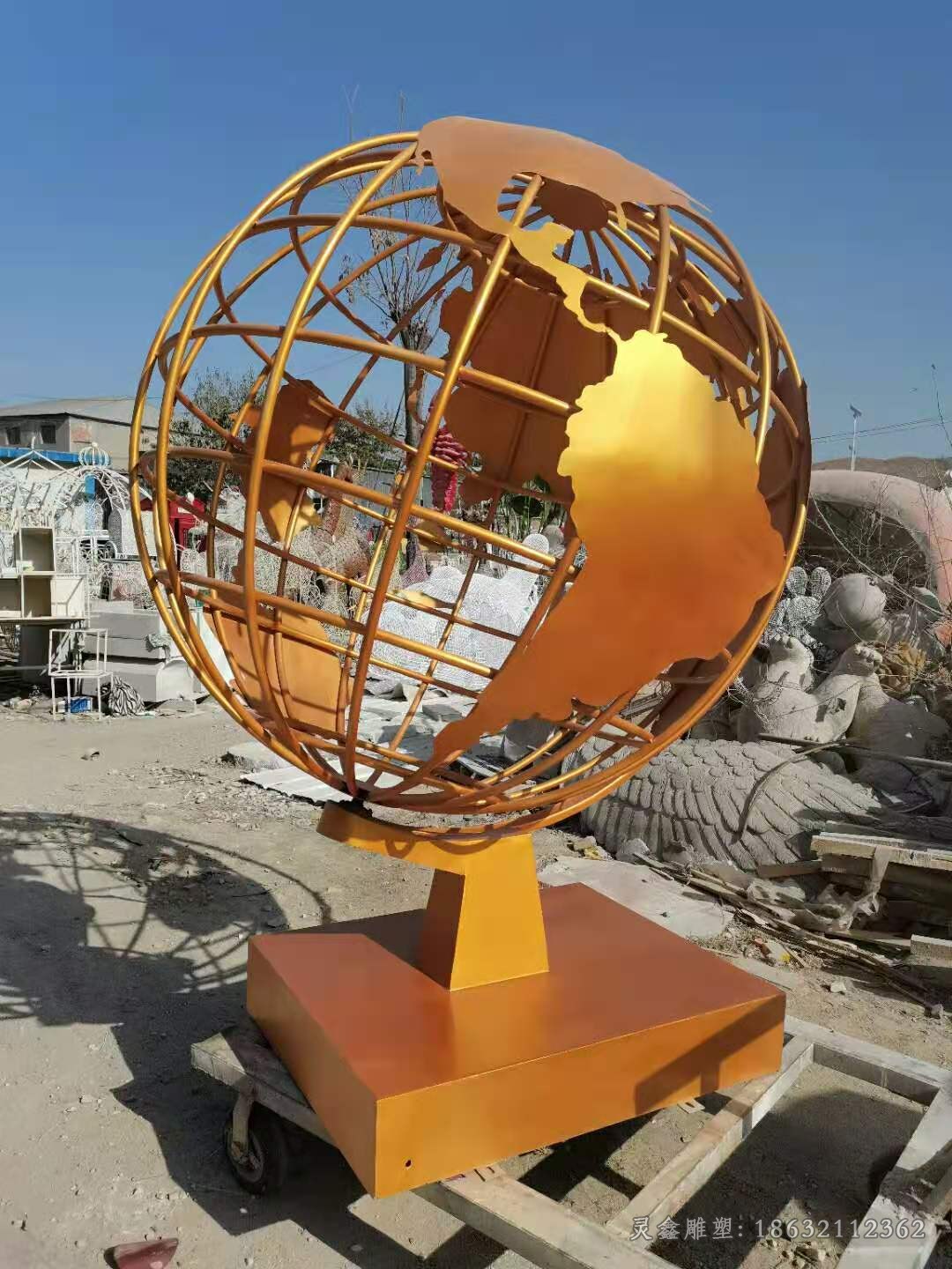 金色镂空球不锈钢景观雕塑
