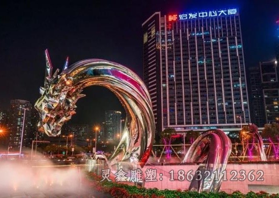 不锈钢动物龙城市雕塑