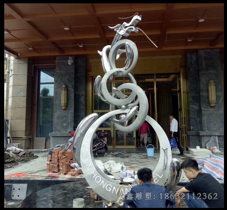 不锈钢动物龙校园雕塑