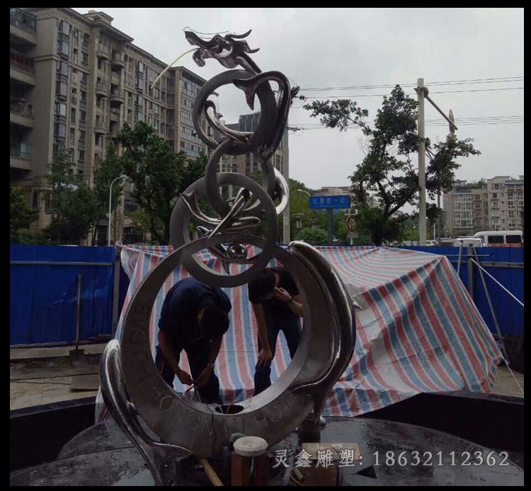 不锈钢动物龙户外雕塑