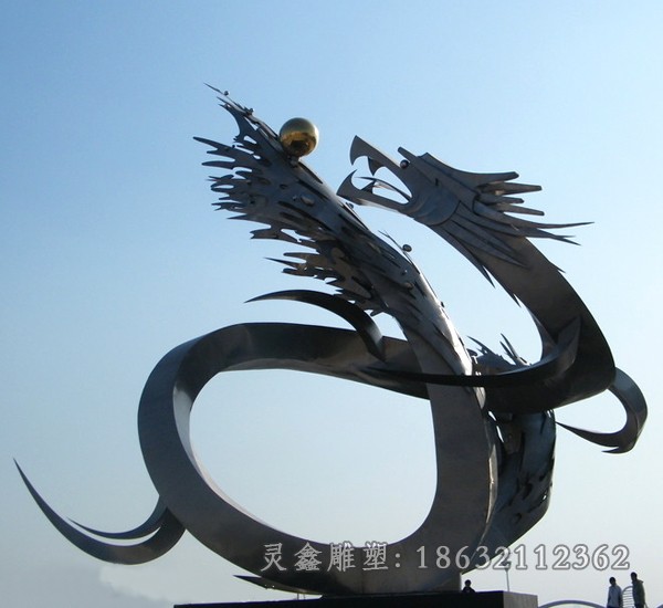 不锈钢动物龙街边雕塑