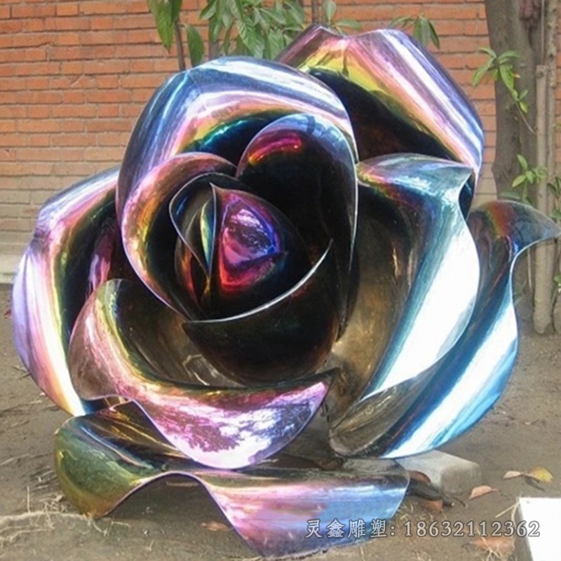 不锈钢玫瑰花校园雕塑