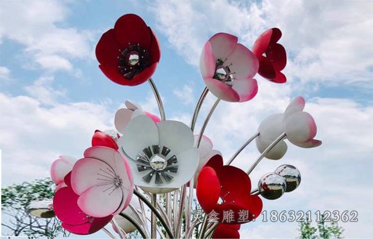 不锈钢玫瑰花庭院雕塑