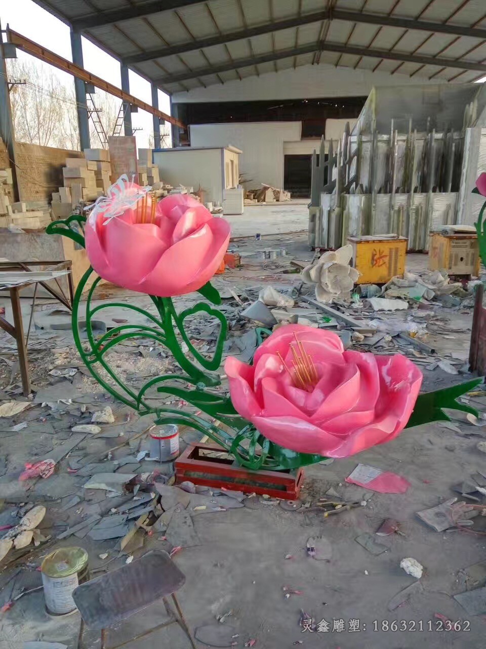 不锈钢牡丹花抽象雕塑
