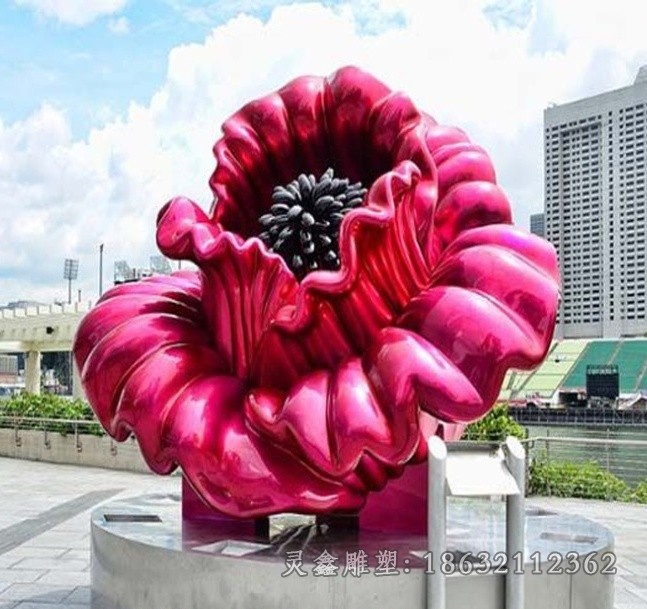 彩绘花朵标志不锈钢雕塑