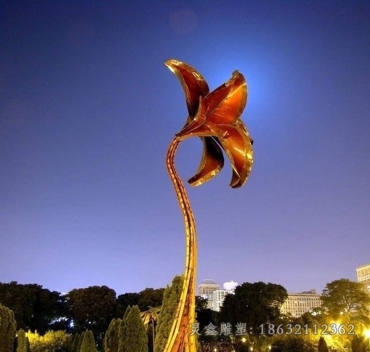 彩绘花朵标志不锈钢雕塑