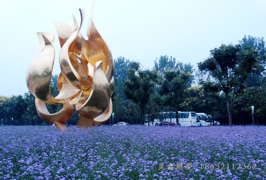 抽象花朵户外不锈钢雕塑
