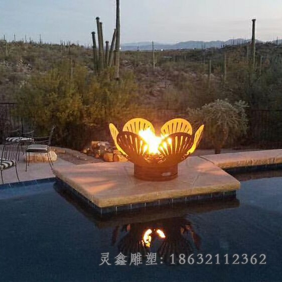 抽象花朵庭院不锈钢雕塑