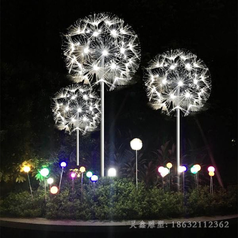 不锈钢发光蒲公英小区雕塑