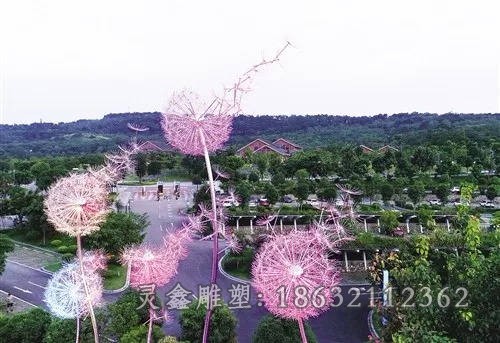不锈钢发光蒲公英景区雕塑