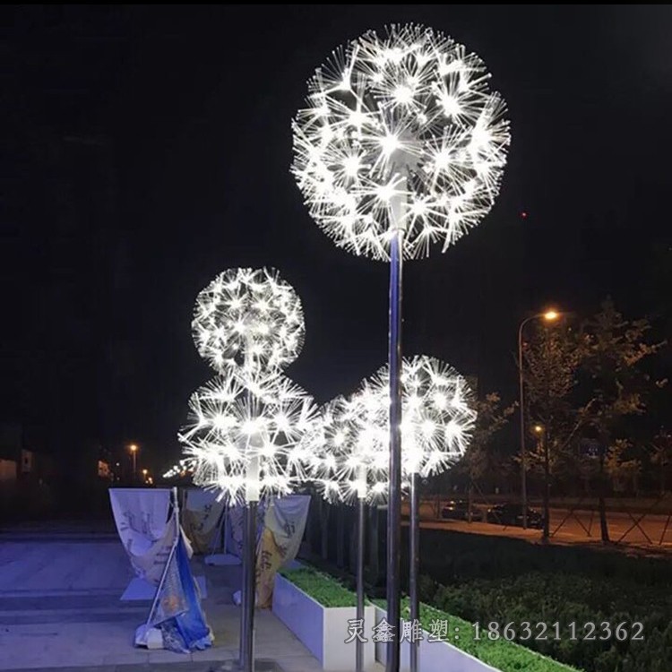 不锈钢发光蒲公英街边雕塑