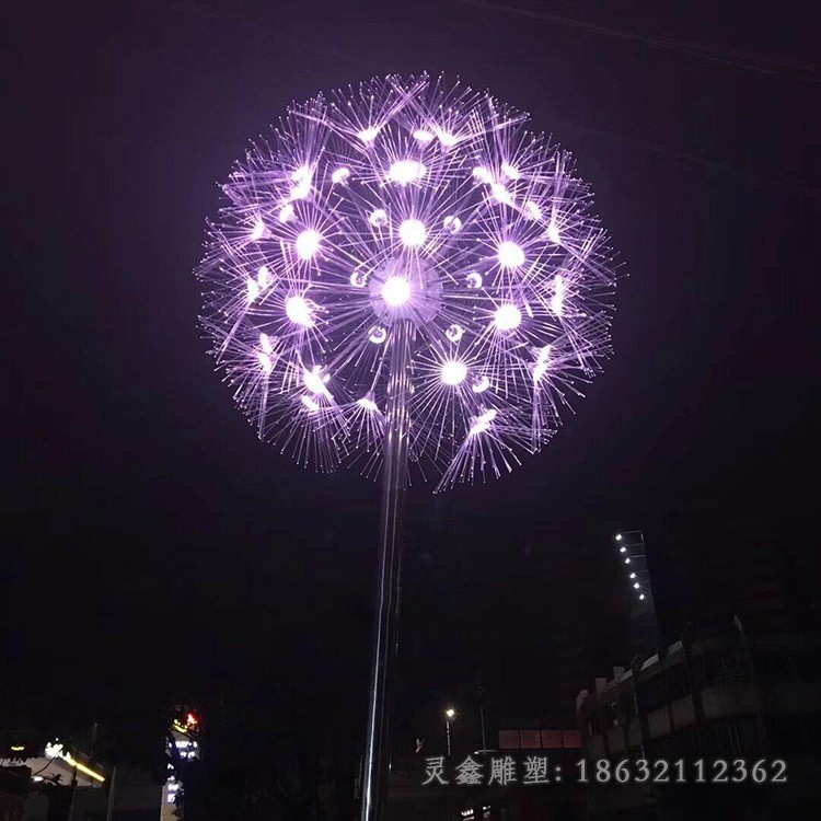 不锈钢发光蒲公英景观雕塑