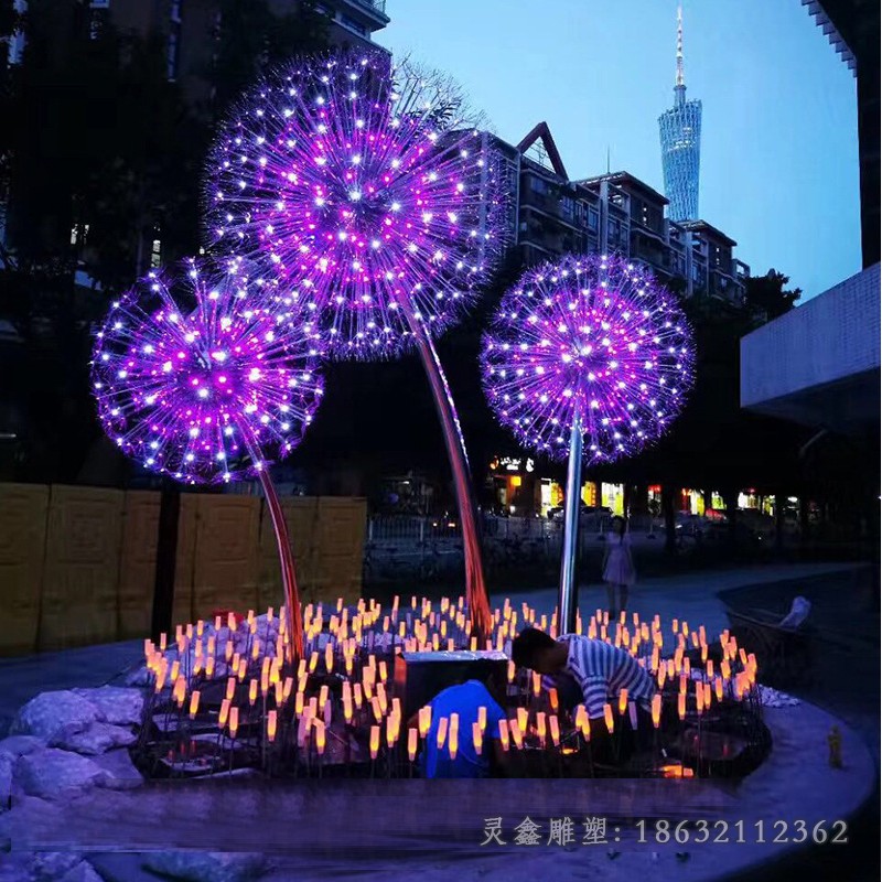 发光蒲公英不锈钢景观雕塑