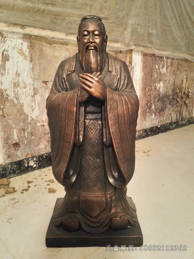古代孔子广场人物铜雕