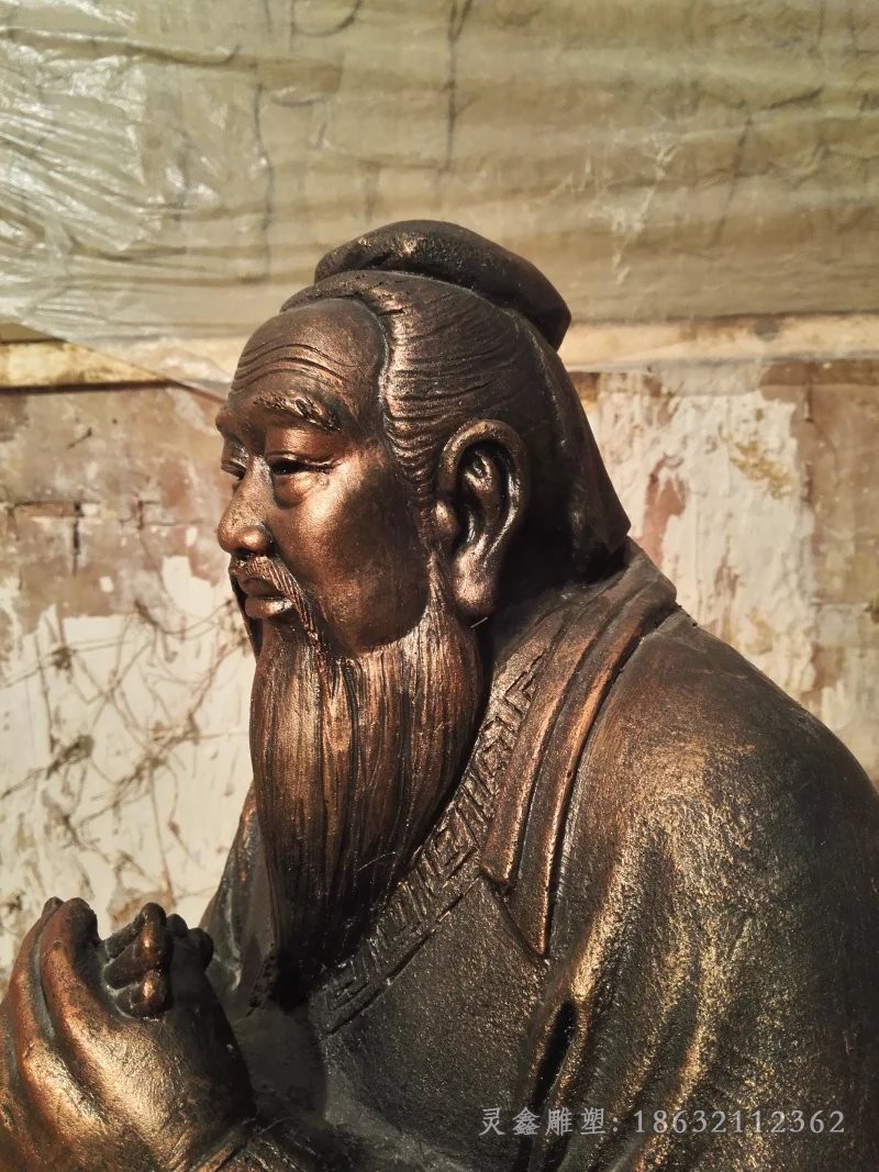古代孔子广场人物铜雕