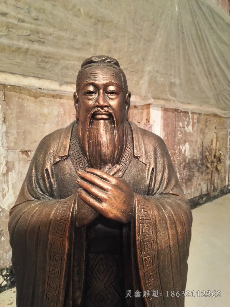 古代孔子公园人物铜雕