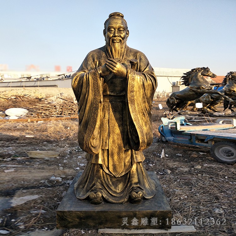 古代孔子园林人物铜雕