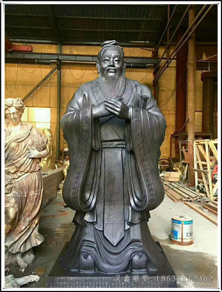 古代孔子户外景观铜雕