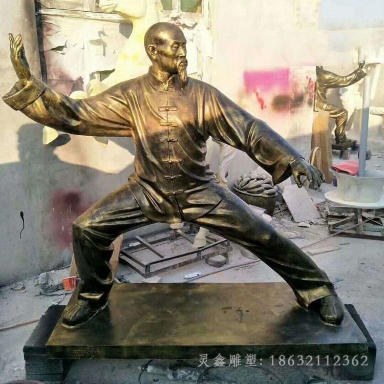 打太极园林人物铜雕