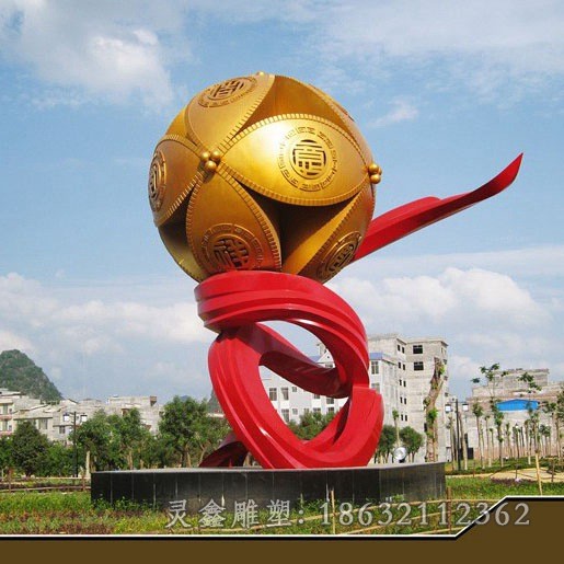 彩绘镂空球广场不锈钢雕塑