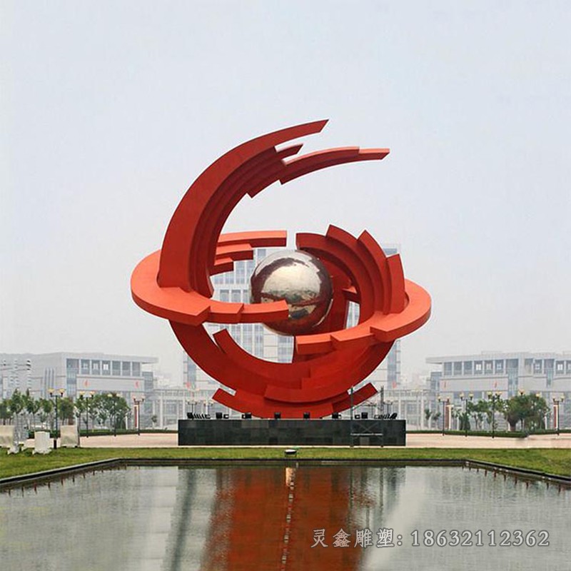 不锈钢景区镂空球彩绘雕塑