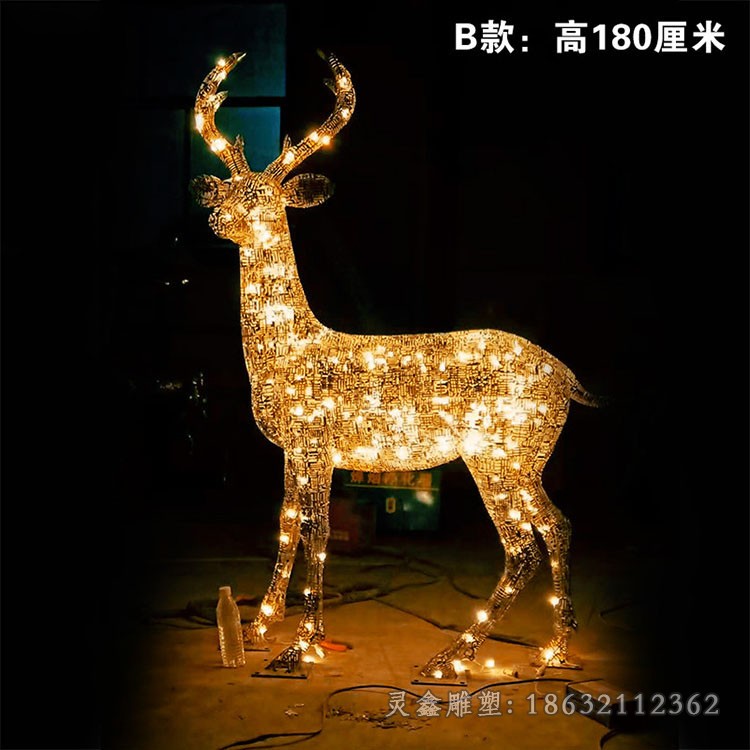 不锈钢发光鹿校园雕塑