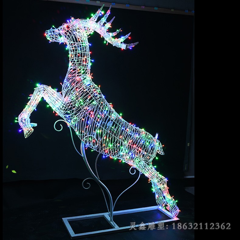 不锈钢发光鹿园林雕塑