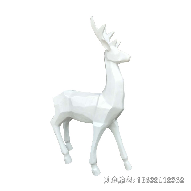 不锈钢白色小鹿庭院雕塑