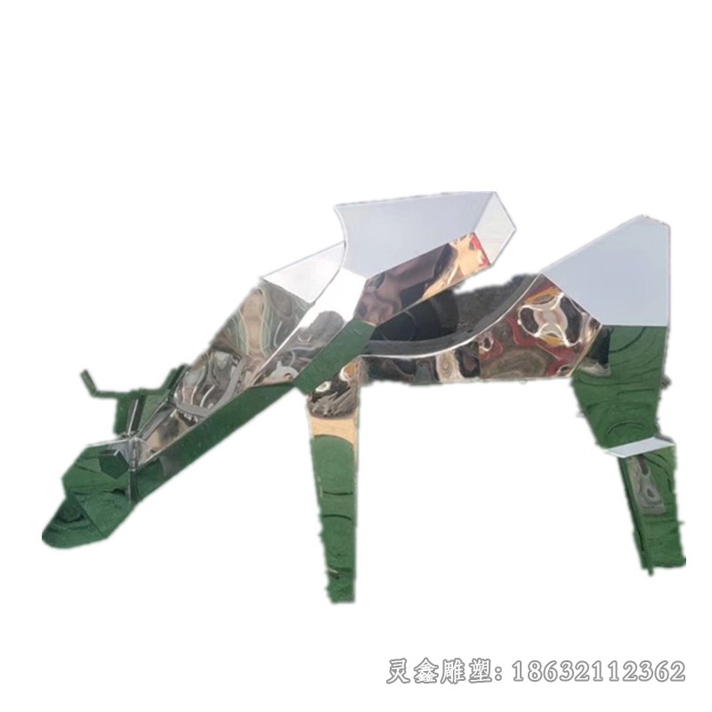 不锈钢几何低头鹿小区雕塑