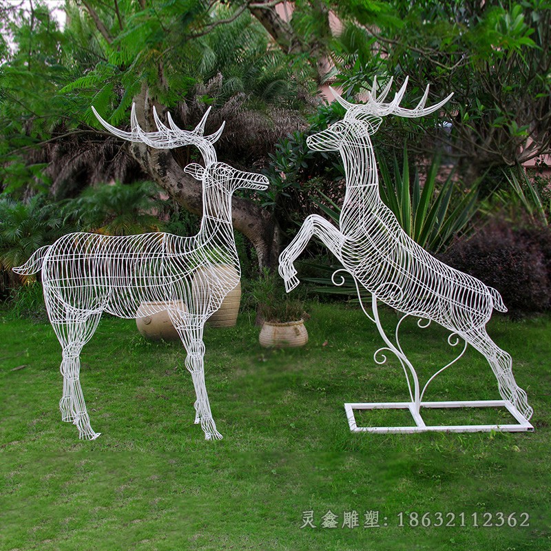 不锈钢镂空情侣鹿景区雕塑