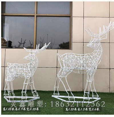不锈钢镂空情侣鹿商场雕塑