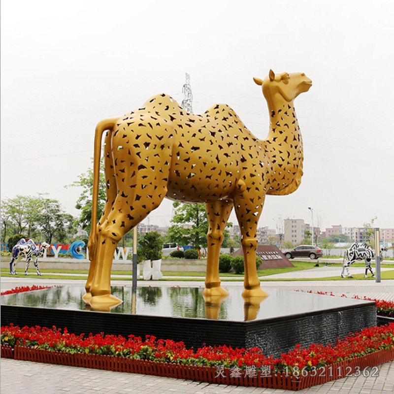 不锈钢动物骆驼公园雕塑